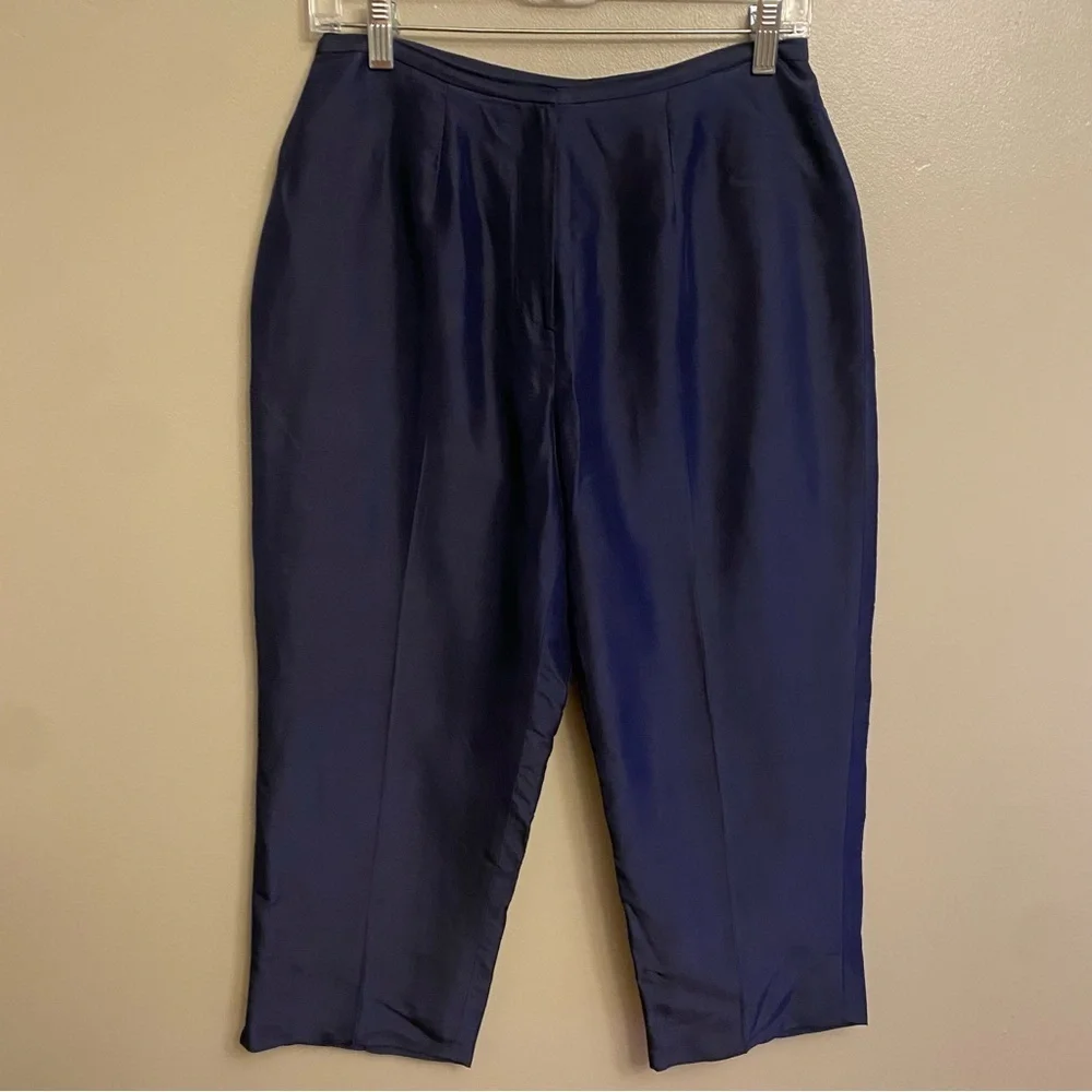 Lauren Ralph Lauren Silk Pants Navy Dress Size 8 Petite